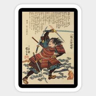 Samurai Deflecting Enemy Swords - Antique Japanese Ukiyo-e Woodblock Print Art Sticker